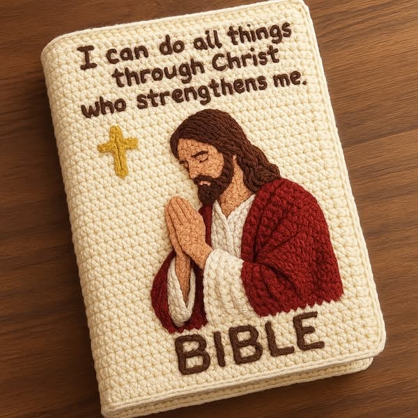 🔥LAST DAY 49% OFF--🙏Handmade Crochet Bible Cover Featuring Jesus