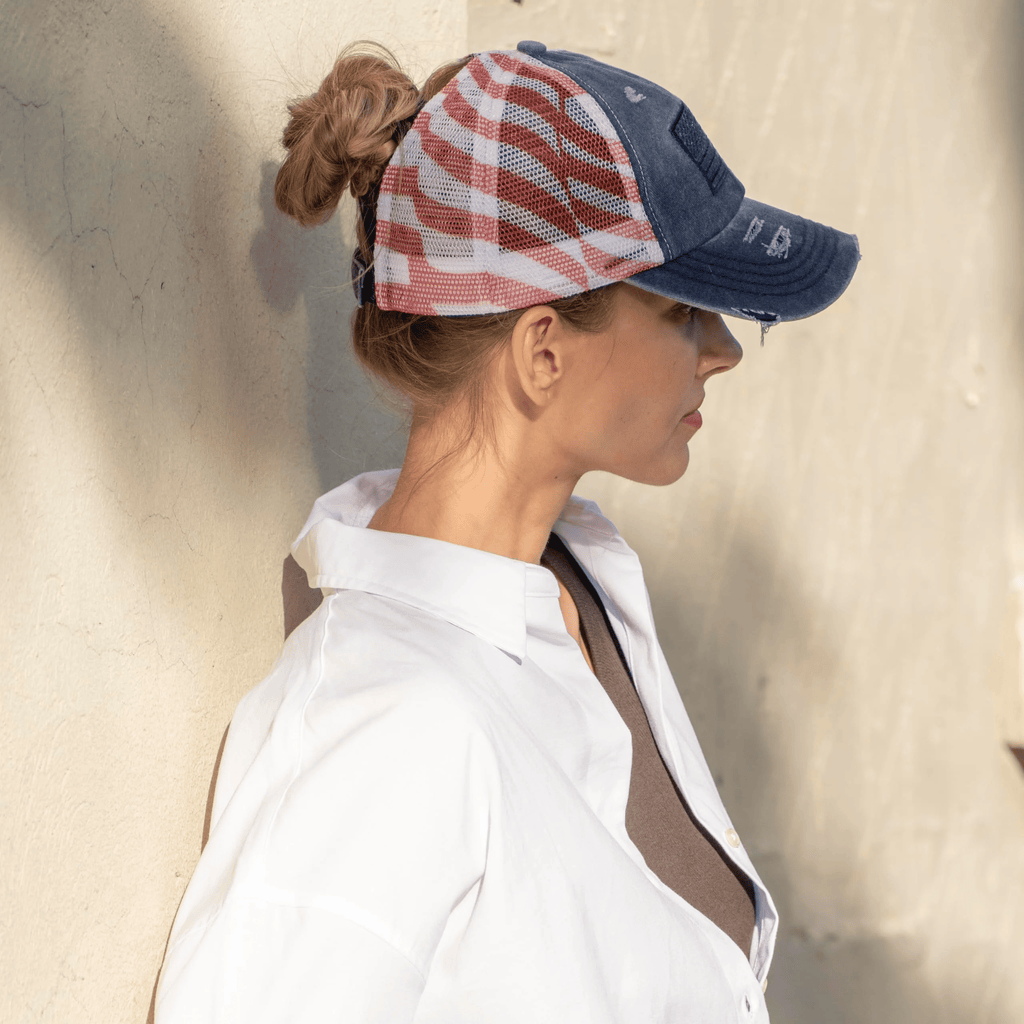 🔥Last Day 49% OFF - Red-White-Blue Criss-Cross Elastic Band Cotton Brushed Embroidery Baseball Cap