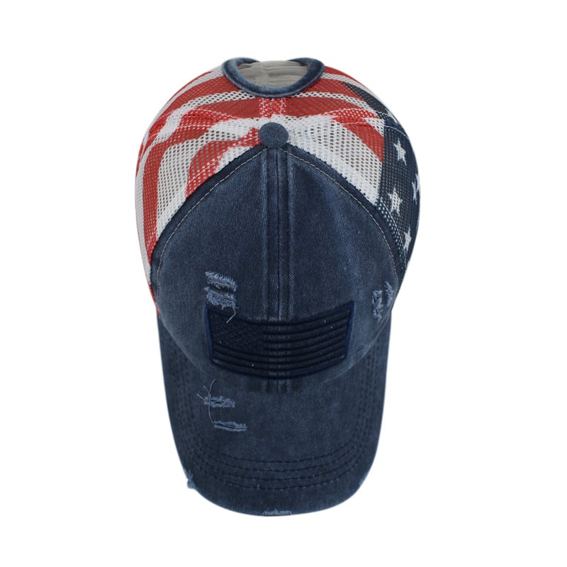 🔥Last Day 49% OFF - Red-White-Blue Criss-Cross Elastic Band Cotton Brushed Embroidery Baseball Cap