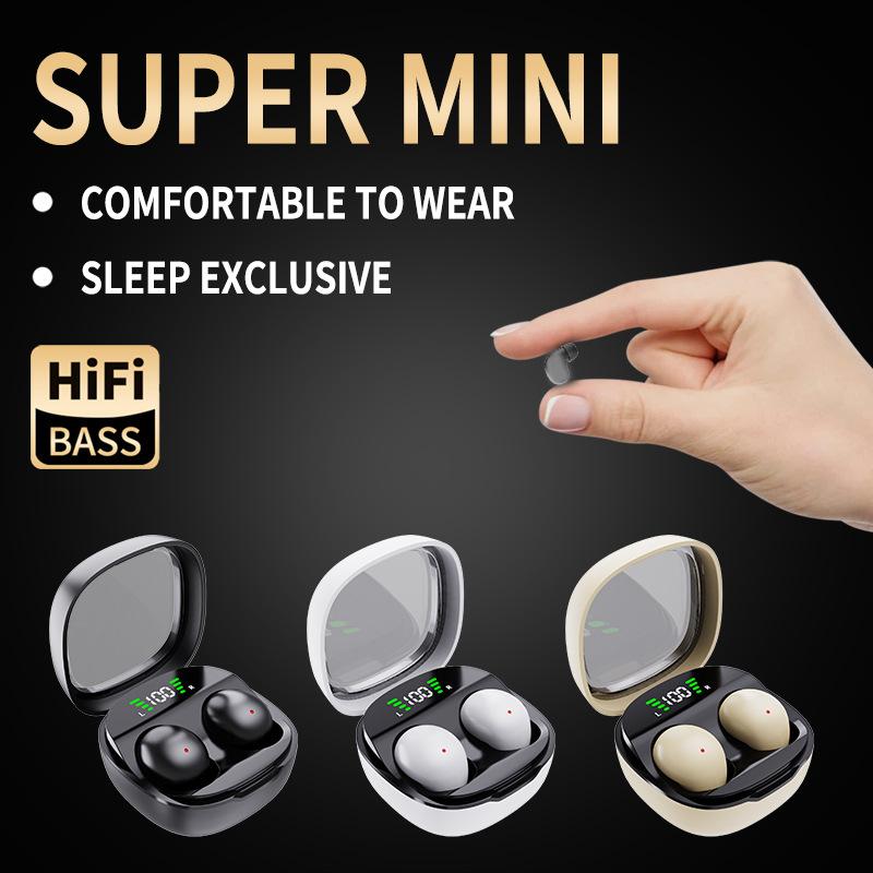 AKER Super Mini Wireless Bluetooth Earbuds with HiFi Bass Voice Control Comfortable Sleep Exclusive Long Battery Life Sleeping Earbuds