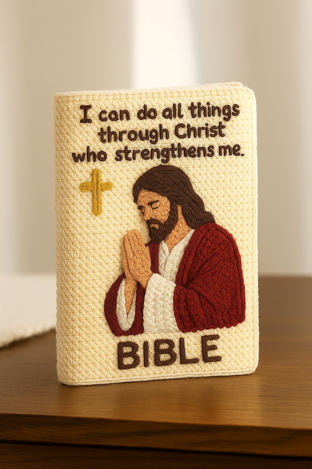🔥LAST DAY 49% OFF--🙏Handmade Crochet Bible Cover Featuring Jesus