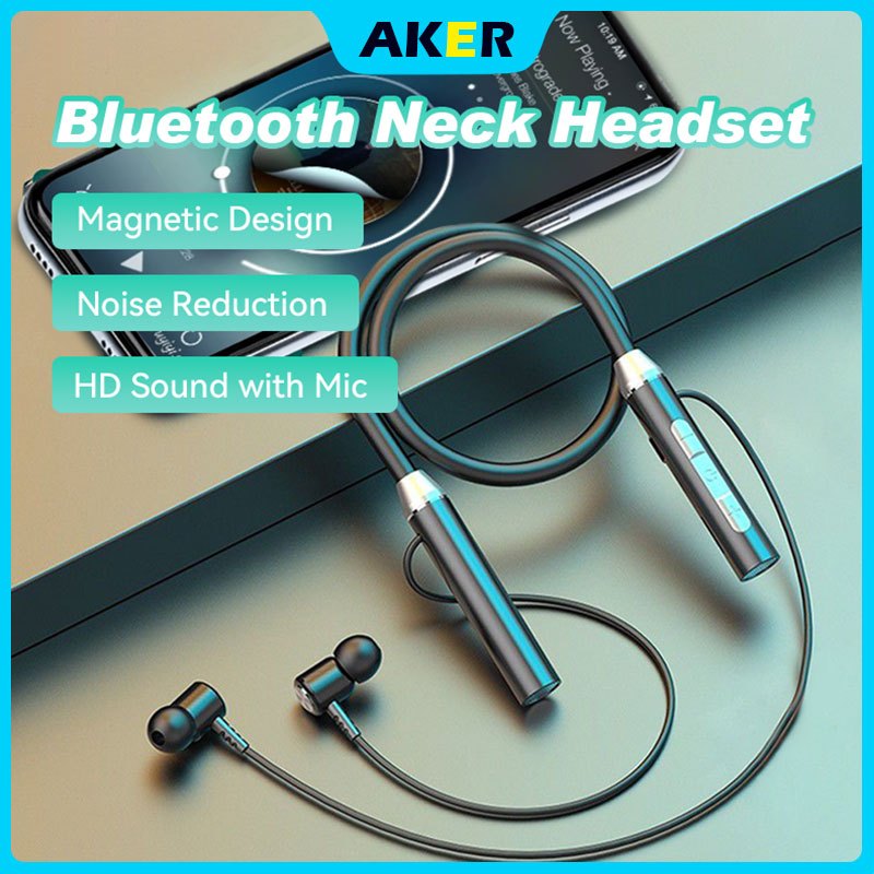 AKER Wireless Headphones Bluetooth 5.2 Neckband Earphones Magnetic Sports Waterproof TWS Earbuds Blutooth Headset With Microphone Mic IEM Earphones