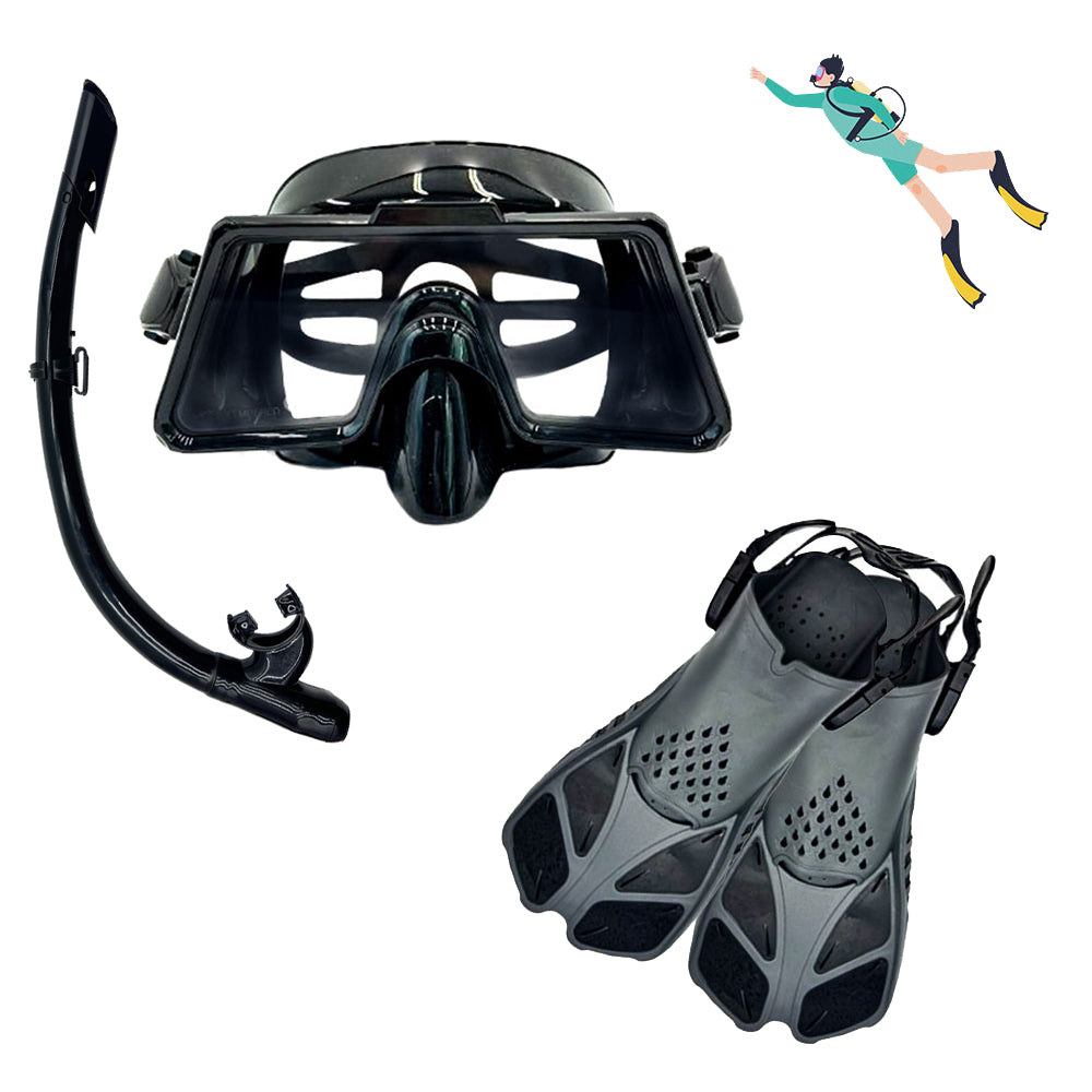 🔥🔥LAST DAY 49%OFF 🌈 Speedy Diving set Diving mask Breathing Tube Goggles Snorkeling Mask Flippers Tempered Glass Scuba