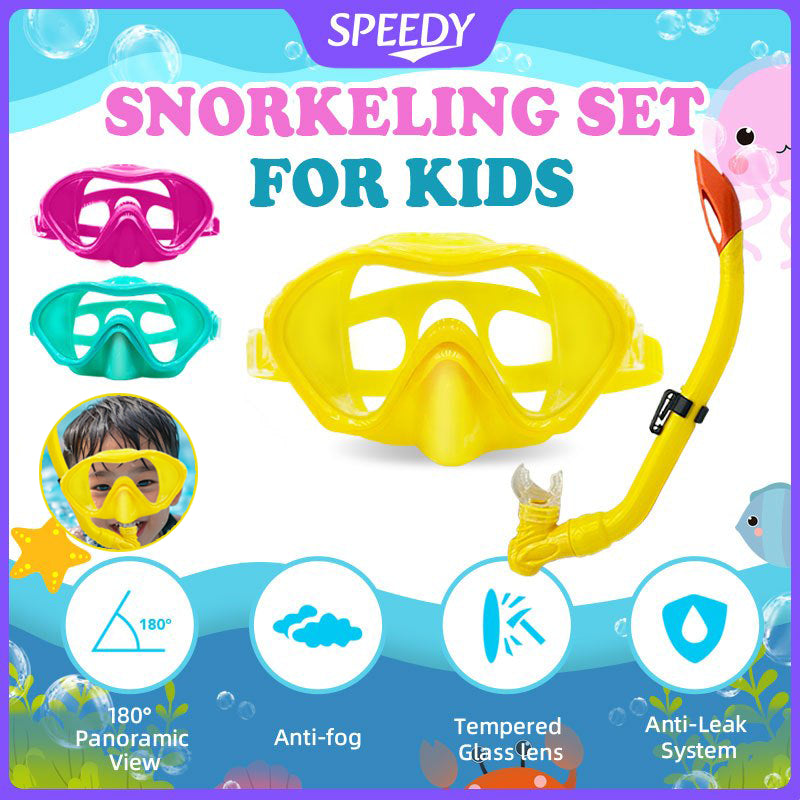 Speedy Kids Snorkeling Equipment Diving Masks Tempered Glass Snorkels Swimming Scuba For Children