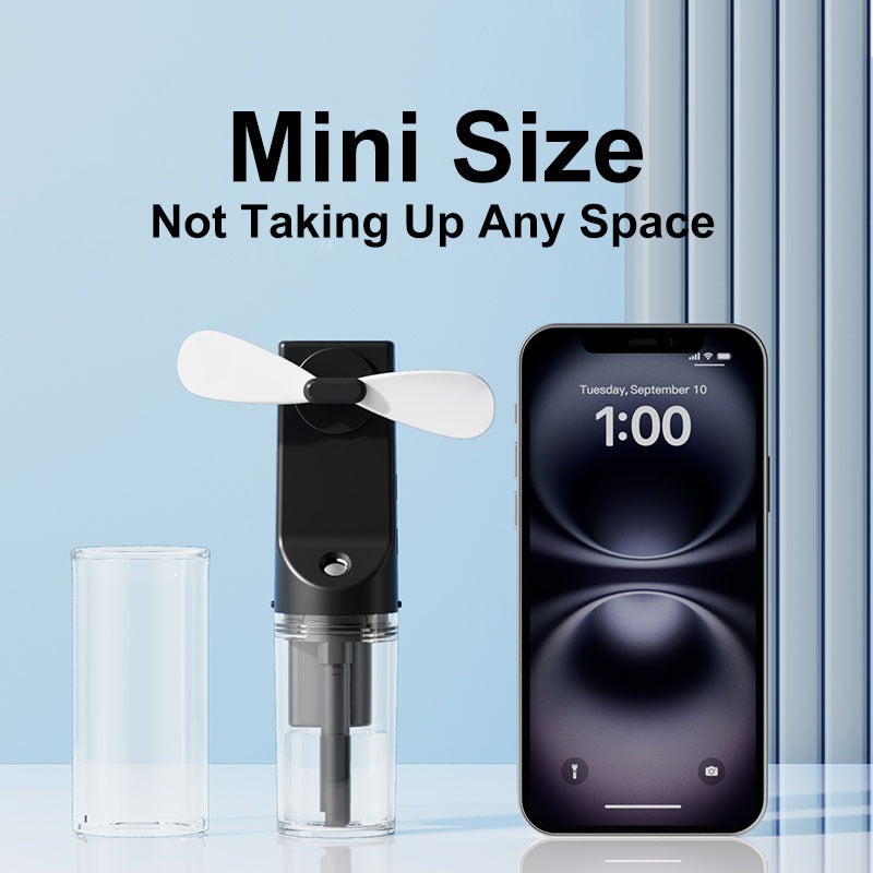 Aker Portable Mini Spray Fan Rechargeable Small Electric Fan Humidifier Cooler 4 Speeds Adjustable