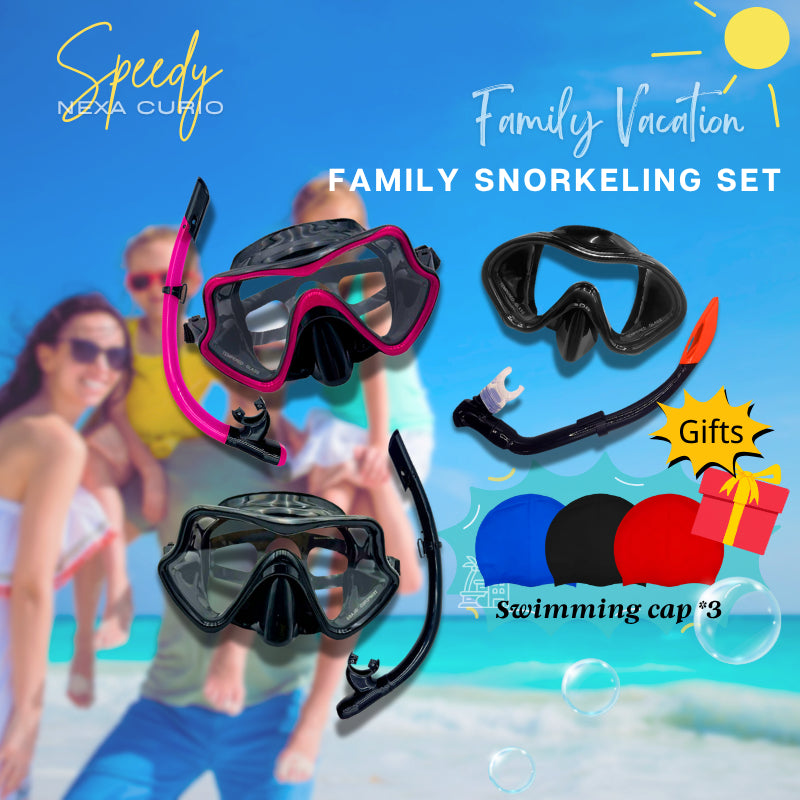 Speedy Snorkeling Set For Family Adult Kids Diving Goggles and Semi-Dry Snorkel Set Swimming
