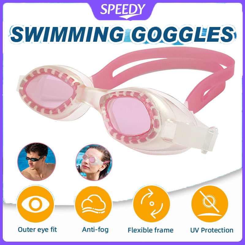 Speedy Silicone swimming goggles Adjustable Headband HD Anti Fog Waterproof Diving Scuba for Adults