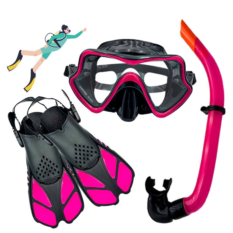 Speedy Snorkeling Equipment Set Snorkel Fins Adjustable Buckles Swimming Flippers Scuba Diving Shoes