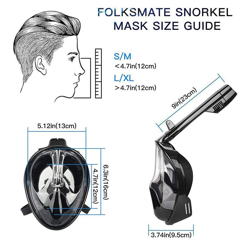 Speedy Full Face Snorkel Mask Diving Swimming Goggles Anti Leak&Fog Panoramic View Snorkel For Adult