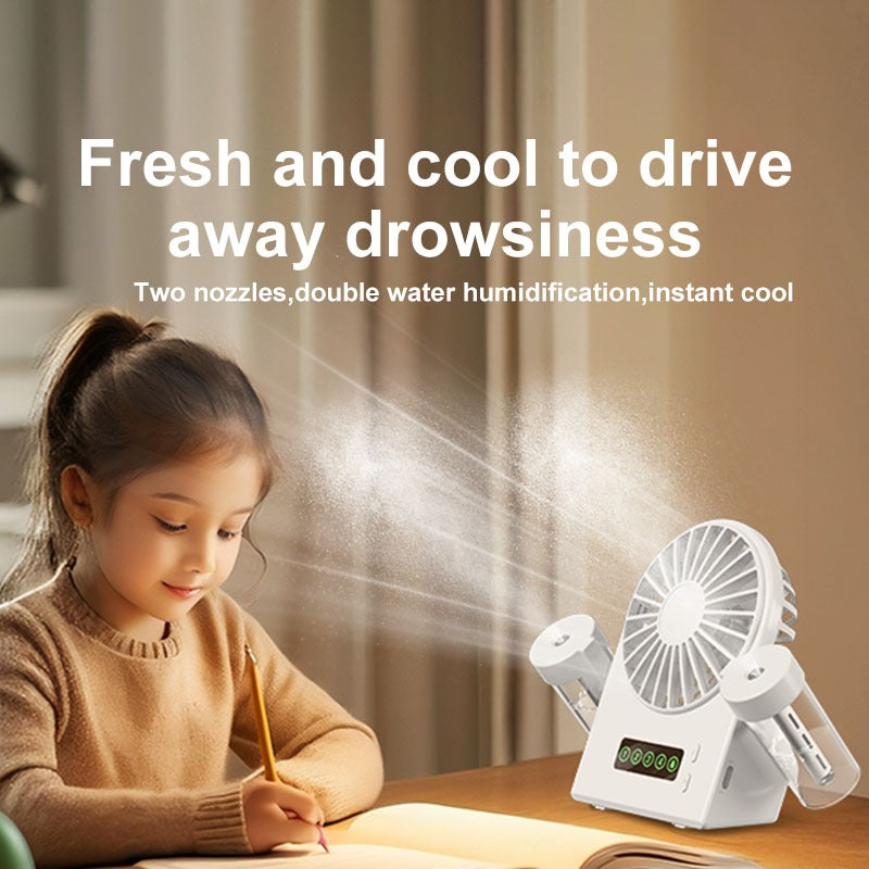 Aker Portable Desk Fan Rechargeable Small Mini Electric Table Fan Desktop Humidifier Cooler Spray