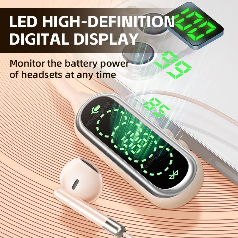 AKER Neckband Earbuds Bluetooth 5.4 Wireless Monitor Headset with Digital Display EQ Switch TF Card