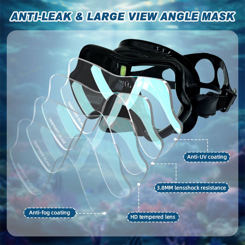 Speedy Professional Adult Dive Set Anti Fog Wide View Tempered Glass Snorkeling Mask Free Breathing