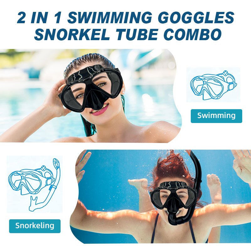 Speedy Snorkel Diving Mask Set Adult Tempered Glass Snorkel Mask Anti-Leak Snorkel for Scuba Diving