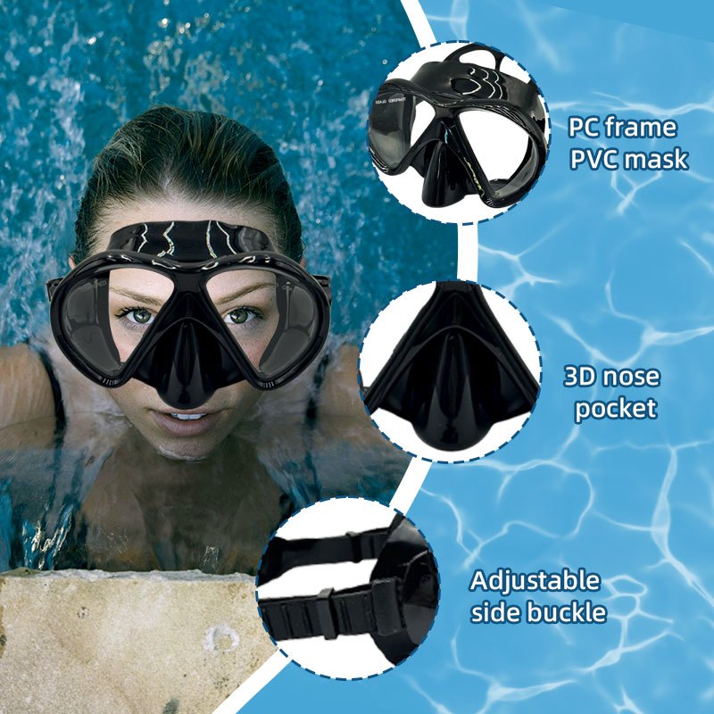 Speedy Snorkel Diving Mask Set Adult Tempered Glass Snorkel Mask Anti-Leak Snorkel for Scuba Diving
