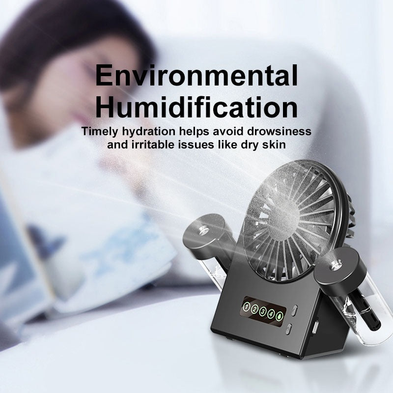 Aker Portable Desk Fan Rechargeable Small Mini Electric Table Fan Desktop Humidifier Cooler Spray
