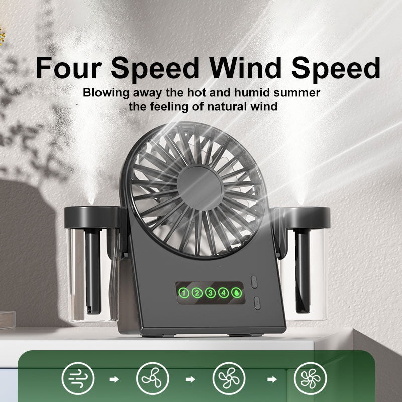 Aker Portable Desk Fan Rechargeable Small Mini Electric Table Fan Desktop Humidifier Cooler Spray
