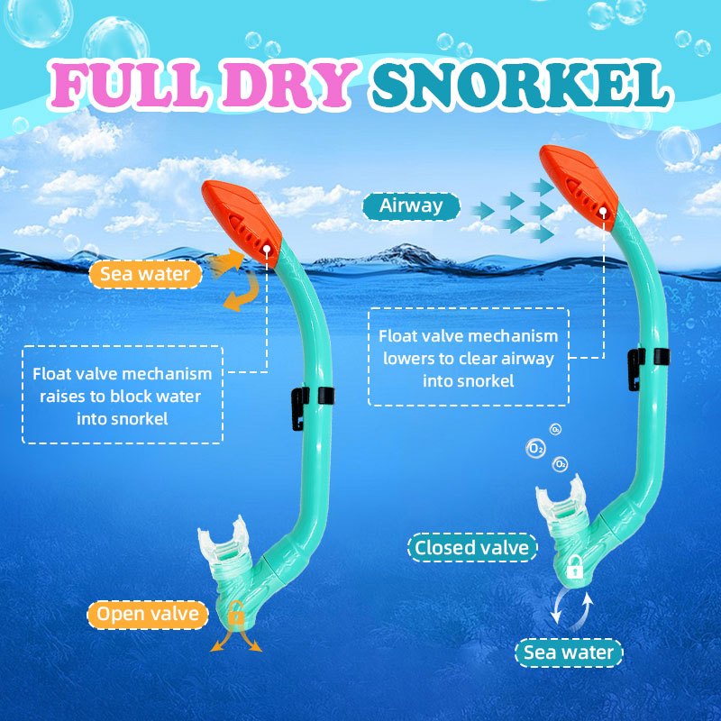 Speedy Diving Snorkel Full Dry Underwater Breathing Tube Snorkeling Gear Swimming Scuba Diving Kids