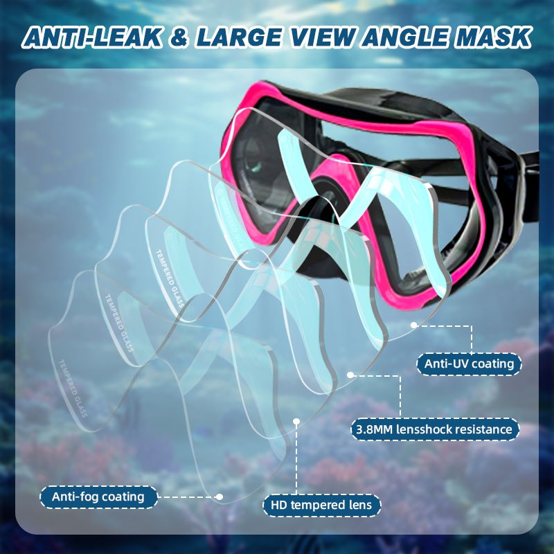 Speedy Adult Snorkeling Gear Set Anti Leak Diving Mask High Visibility Full Wet Breathing Tube