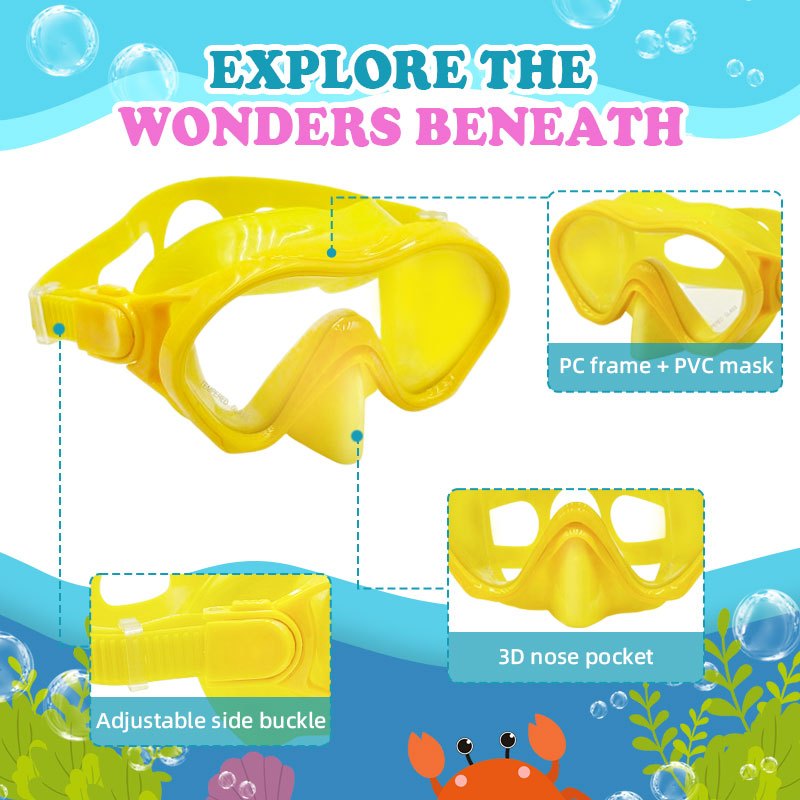 Speedy Kids Snorkeling Equipment Diving Masks Tempered Glass Snorkels Swimming Scuba For Children