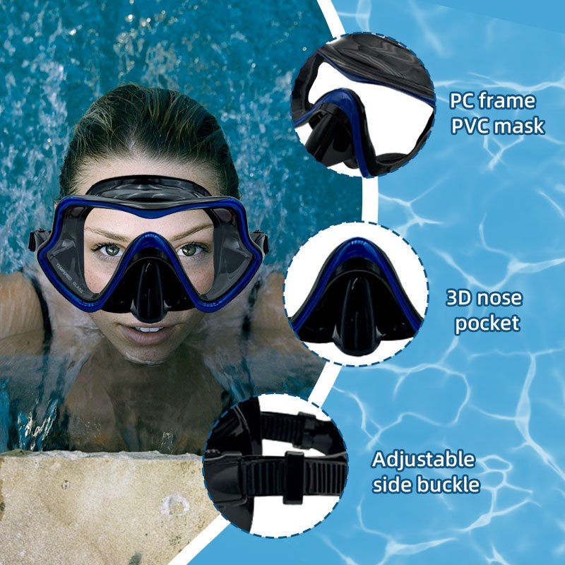 Speedy Diving Set Breathing Tube Snorkel Mask Swimming Goggles Waterproof Anti Fog Tempered Glass