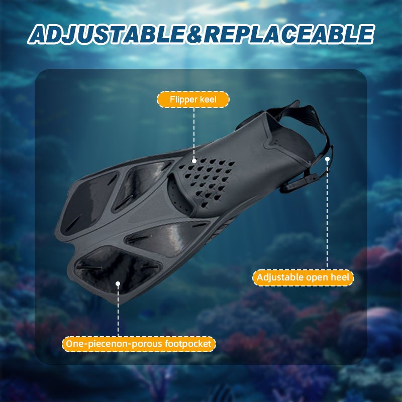 Speedy Snorkeling Equipment Set Snorkel Fins Adjustable Buckles Swimming Flippers Scuba Diving Shoes