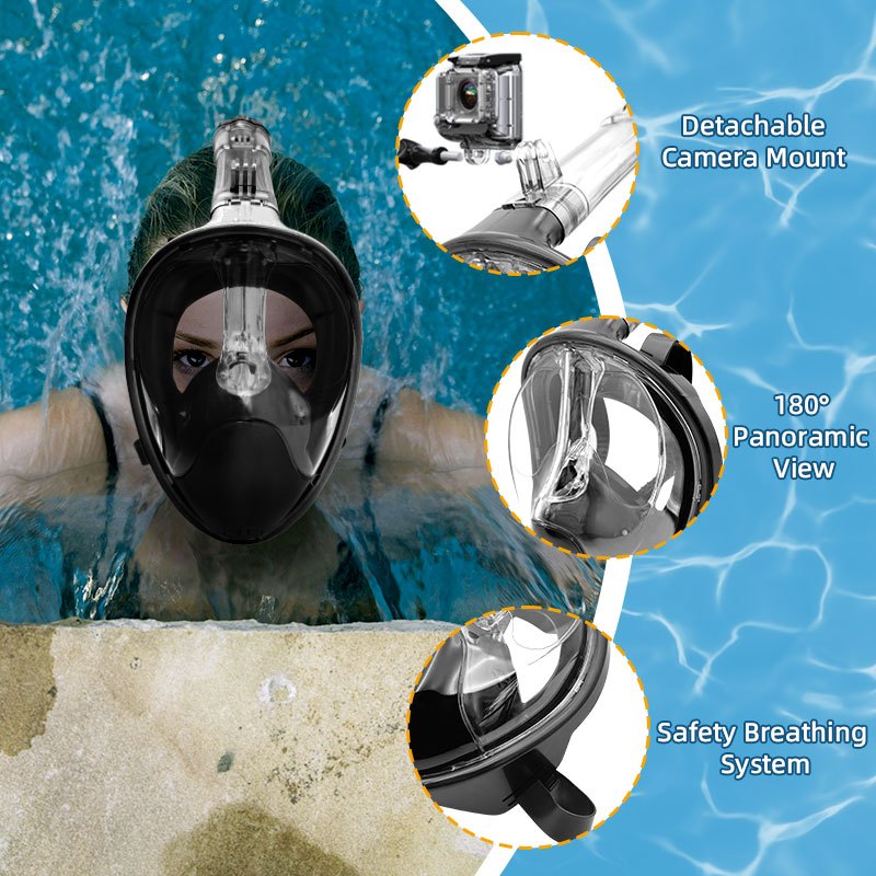 Speedy Diving Set Full Face Snorkel Mask breathing Tube Goggles Anti Leak&Fog Panoramic View Snorkel
