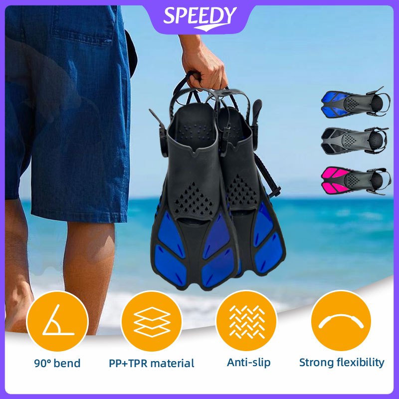 Speedy Snorkeling Equipment Set Snorkel Fins Adjustable Buckles Swimming Flippers Scuba Diving Shoes