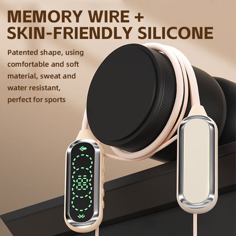 AKER Neckband Earbuds Bluetooth 5.4 Wireless Monitor Headset with Digital Display EQ Switch TF Card