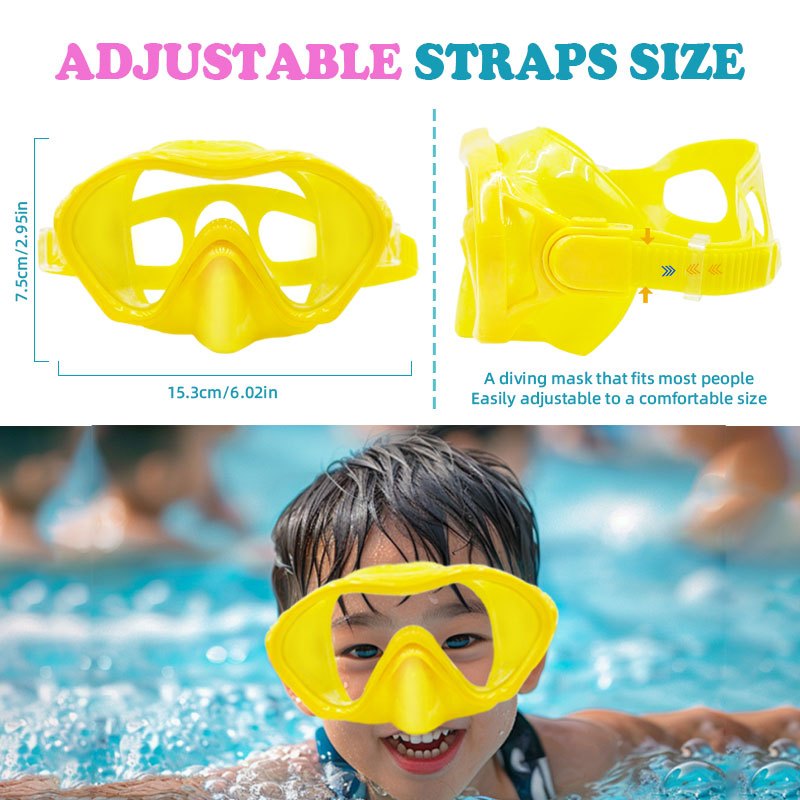 Speedy Diving Mask Tempered Glass Goggles Children Swimming Diving Anti Leak Silicone 180° Wide View